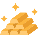Shiny stacked gold bars.